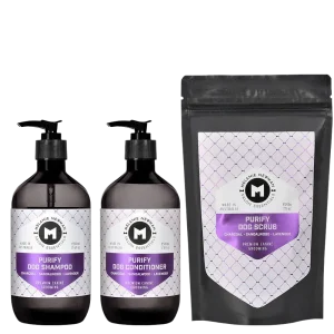 Purify Shampoo 500ml, Conditioner 500ml, Scrub 200g by Melanie Newman