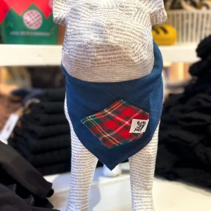 Upcycled Howliday Plaid Treat Pocket Dog Bandana (Made in the USA)