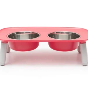 Messy Mutts Dog Double Feeder Elevated Red