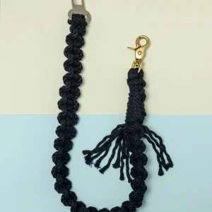 Macrame Seat Belt Dog Restraint in Black (Made in the USA)