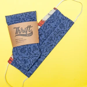 Matching Face Mask & Dog Bandana Set in Blue & Black