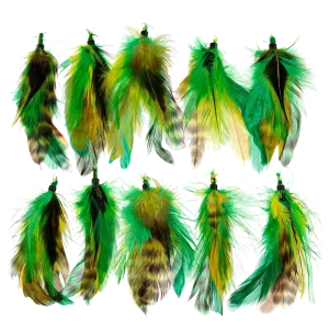 Feather Extension Green and Yellow (Pack of 10) by A Creative Collection