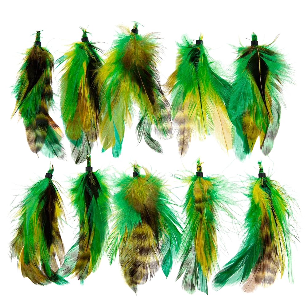 Feather Extension Green and Yellow (Pack of 10) by A Creative Collection