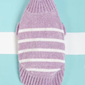 Cozy Soft Chenille Striped Dog Sweater in Lavender Frost (FINAL SALE)
