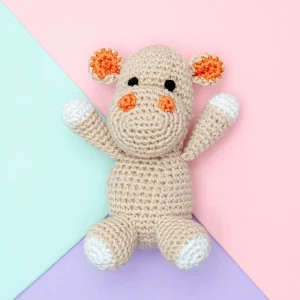 Hippo Squeaky Knit Dog Toy
