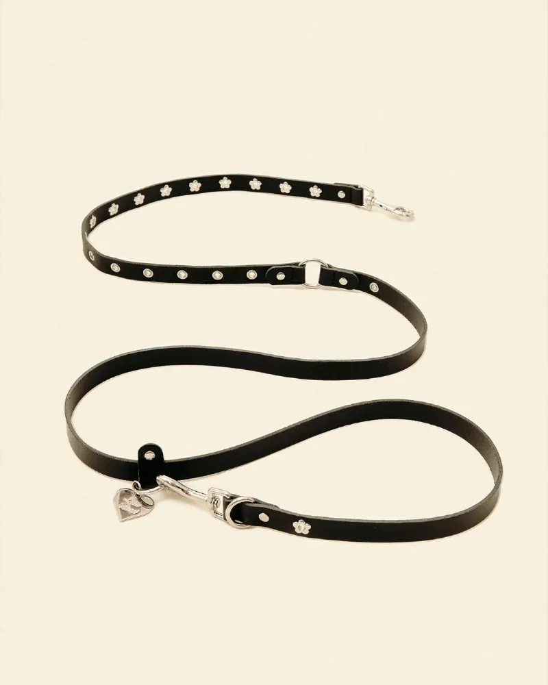 Flower Power Dog Leash in Midnight