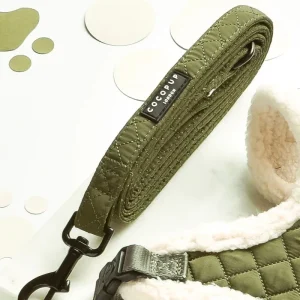 Quilted Dog Leash in Khaki (5ft)