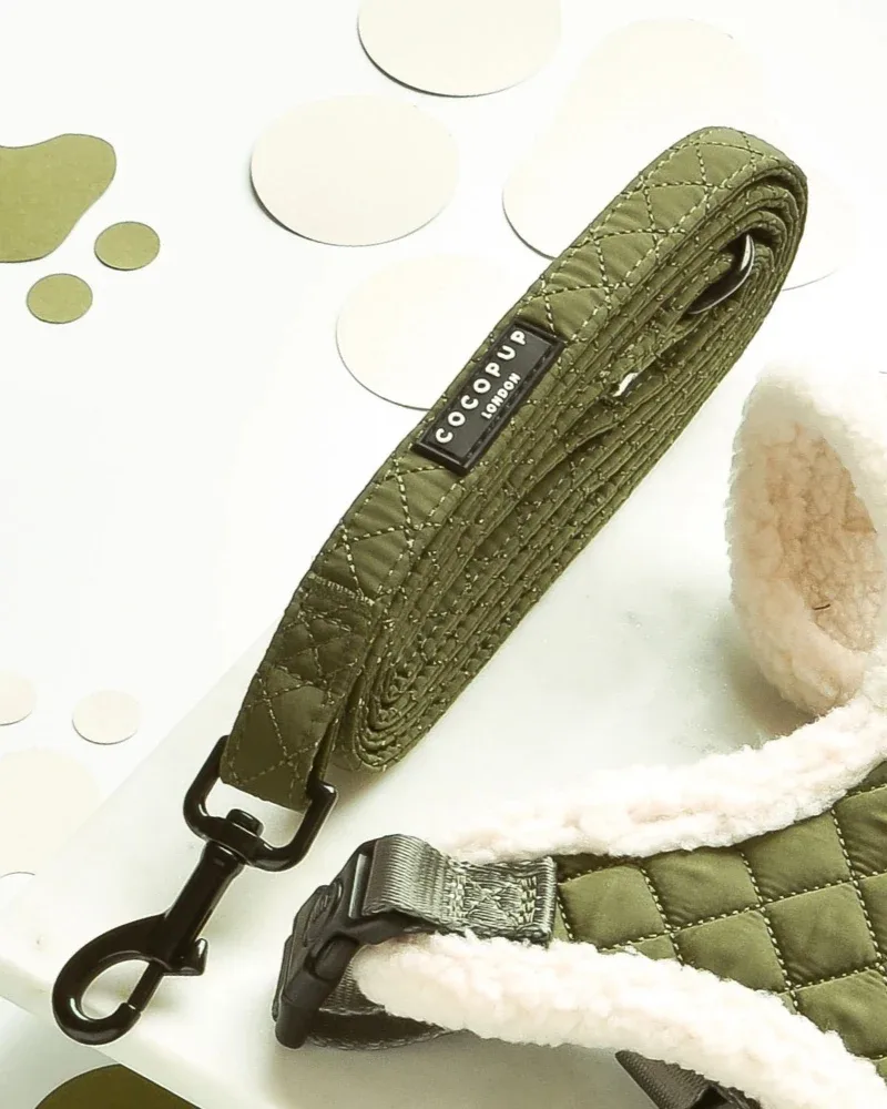 Quilted Dog Leash in Khaki (5ft)