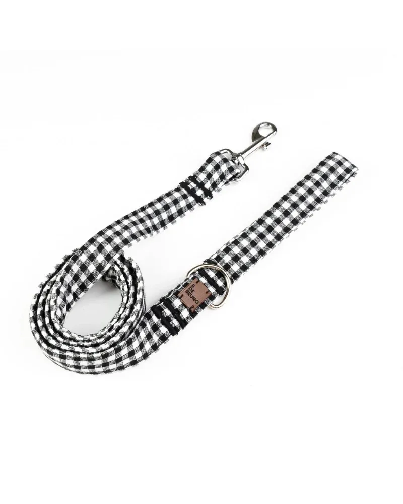 Black & White Gingham Dog Leash (Made in Spain)