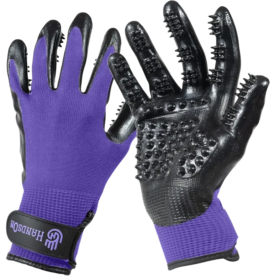 Extra Large Purple Monochromatic Deshedding Gloves by HandsOn Gloves - Image 2