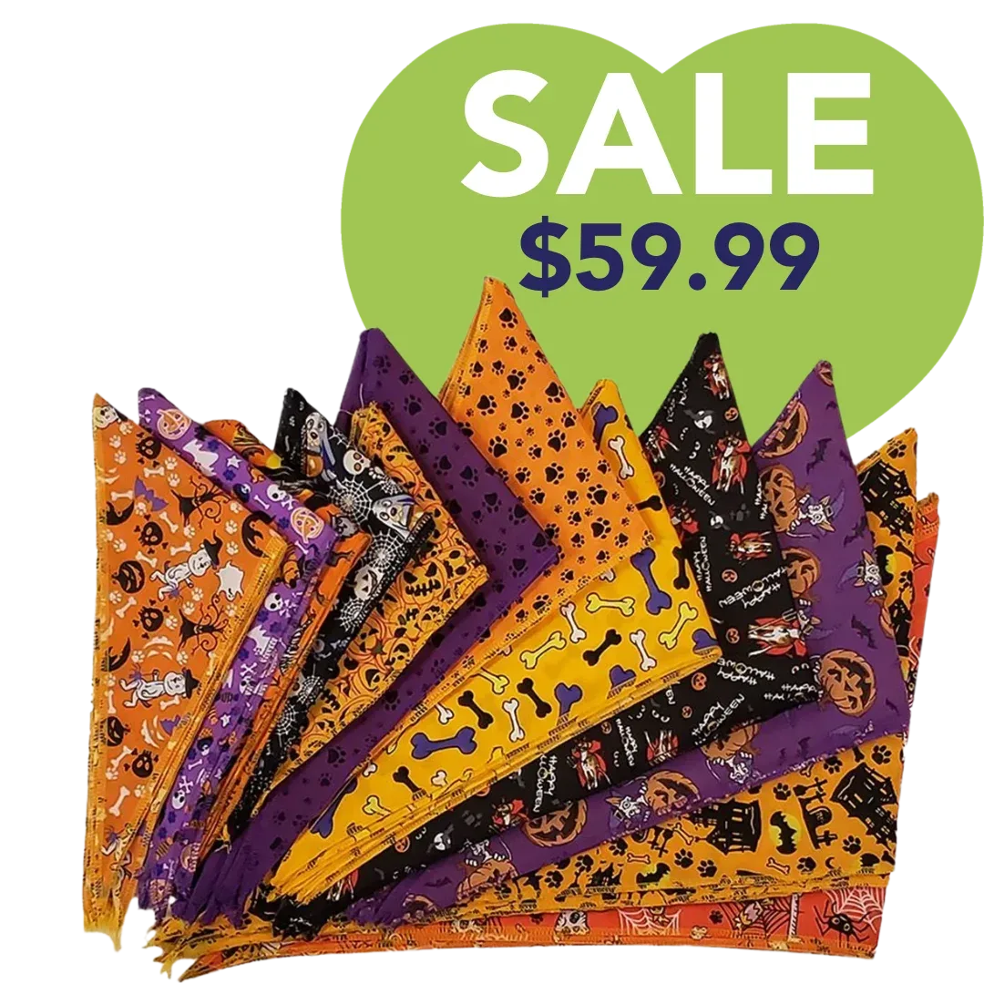 Halloween Bandanas - 60 Assorted Sizes and Patterns by Bandanas Unlimited