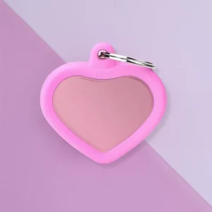 Hushtag Pink Aluminum Heart Custom Pet ID Tag