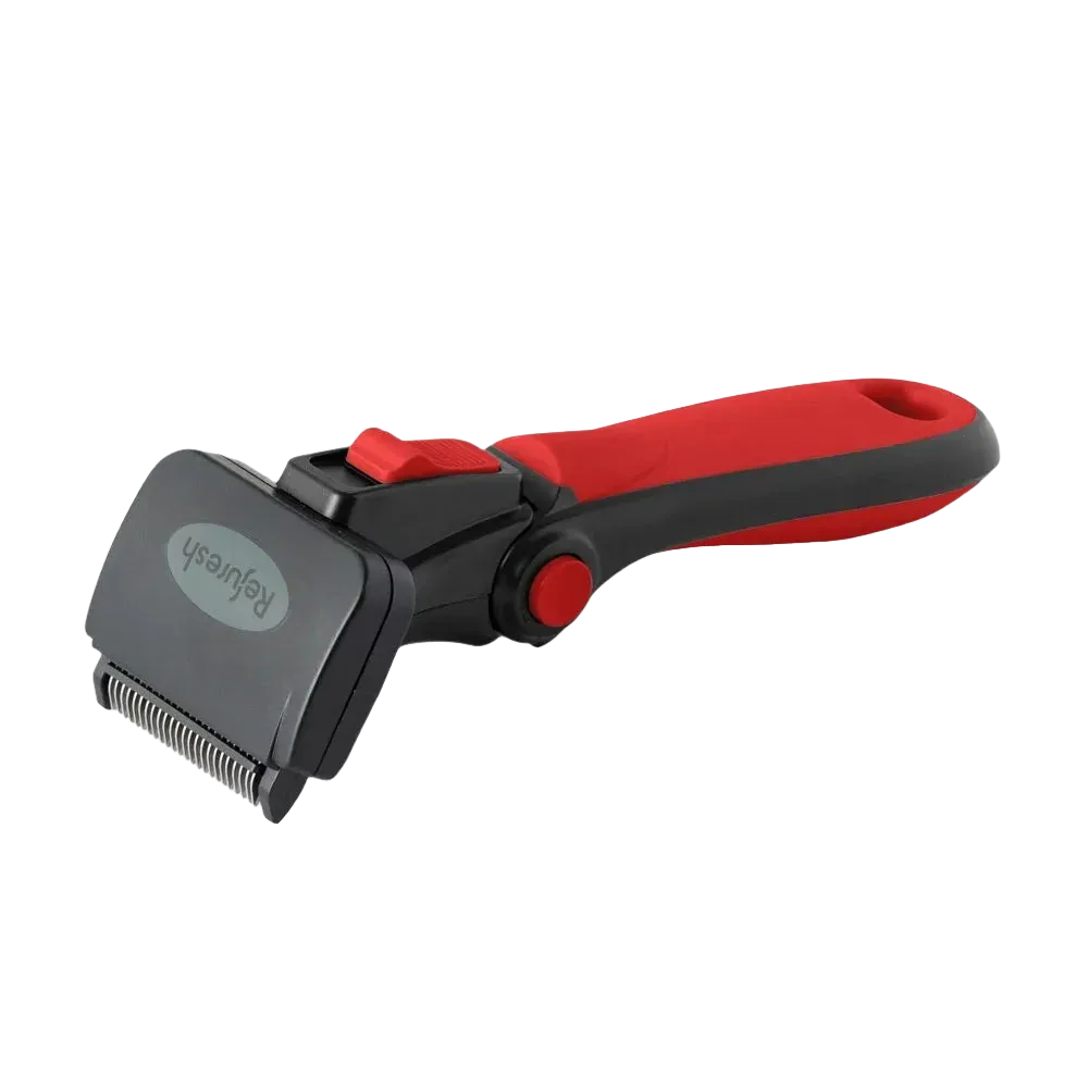 Small Deshedding Tool Red For Short Coat Dogs and Cats by Refuresh