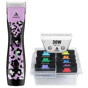 Pulse ZR II Wild Clipper with #30W Blade and 8Pc Wide Comb Attachment Bundle by Andis