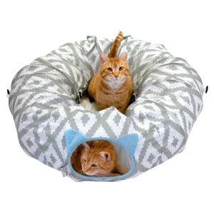 Kitty City Cool Gray & White Tunnel Cat Bed