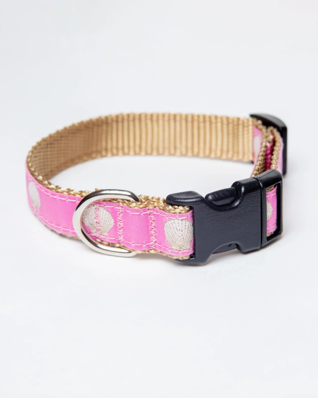 Pink Scallop Shell Adjustable Dog Collar (Made in the USA)