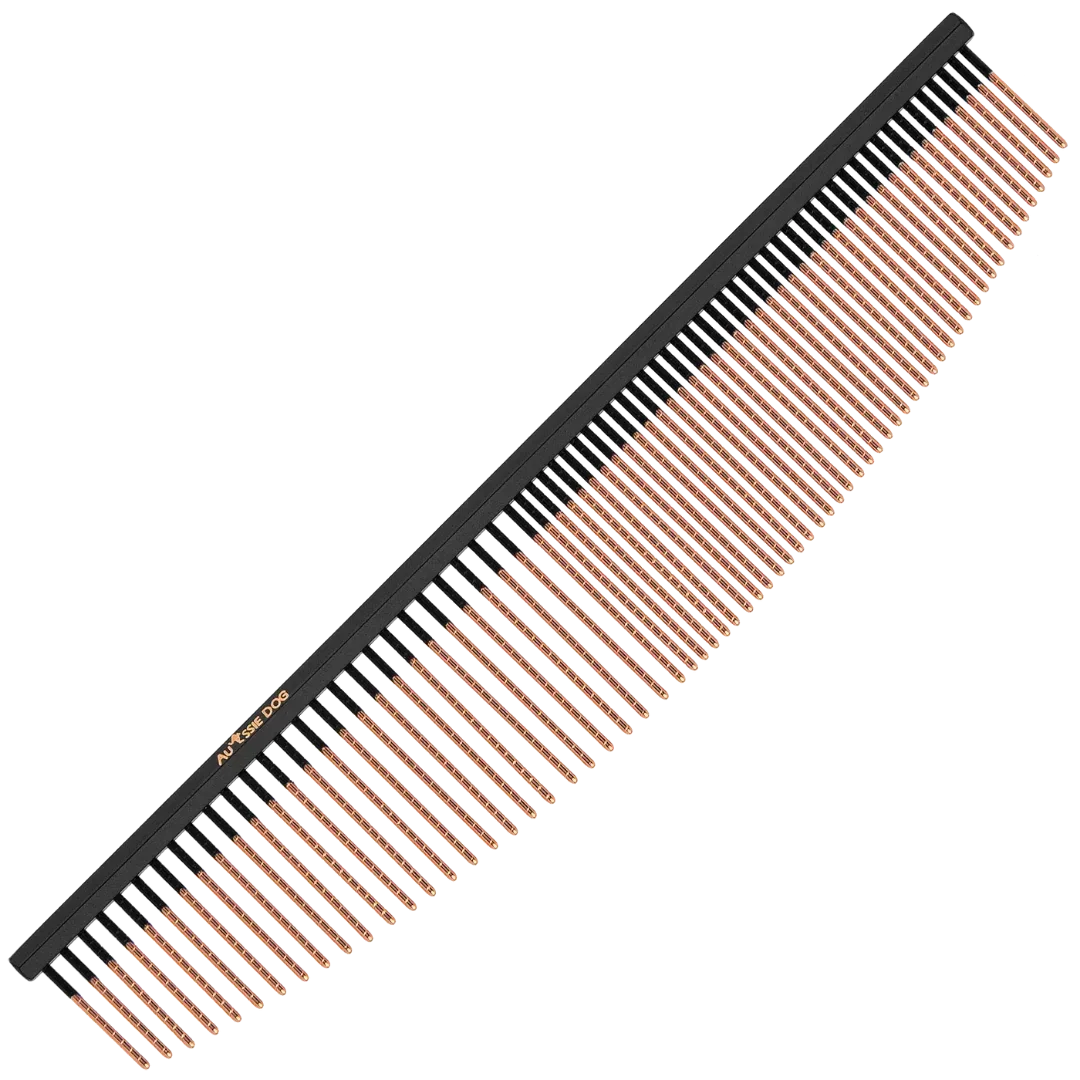 7.5" Halfmoon 50/50 Ionic End Strip Comb With Spiral Pins by Aussie Dog
