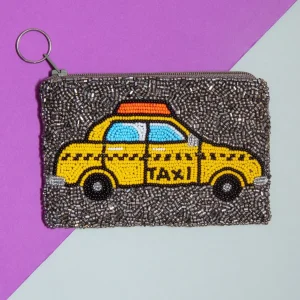 Dog NYC Beaded Coin Purse w/ Taxi