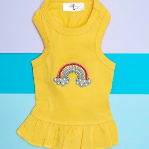 Rainbow Dog Dress in Yellow (CLEARANCE)