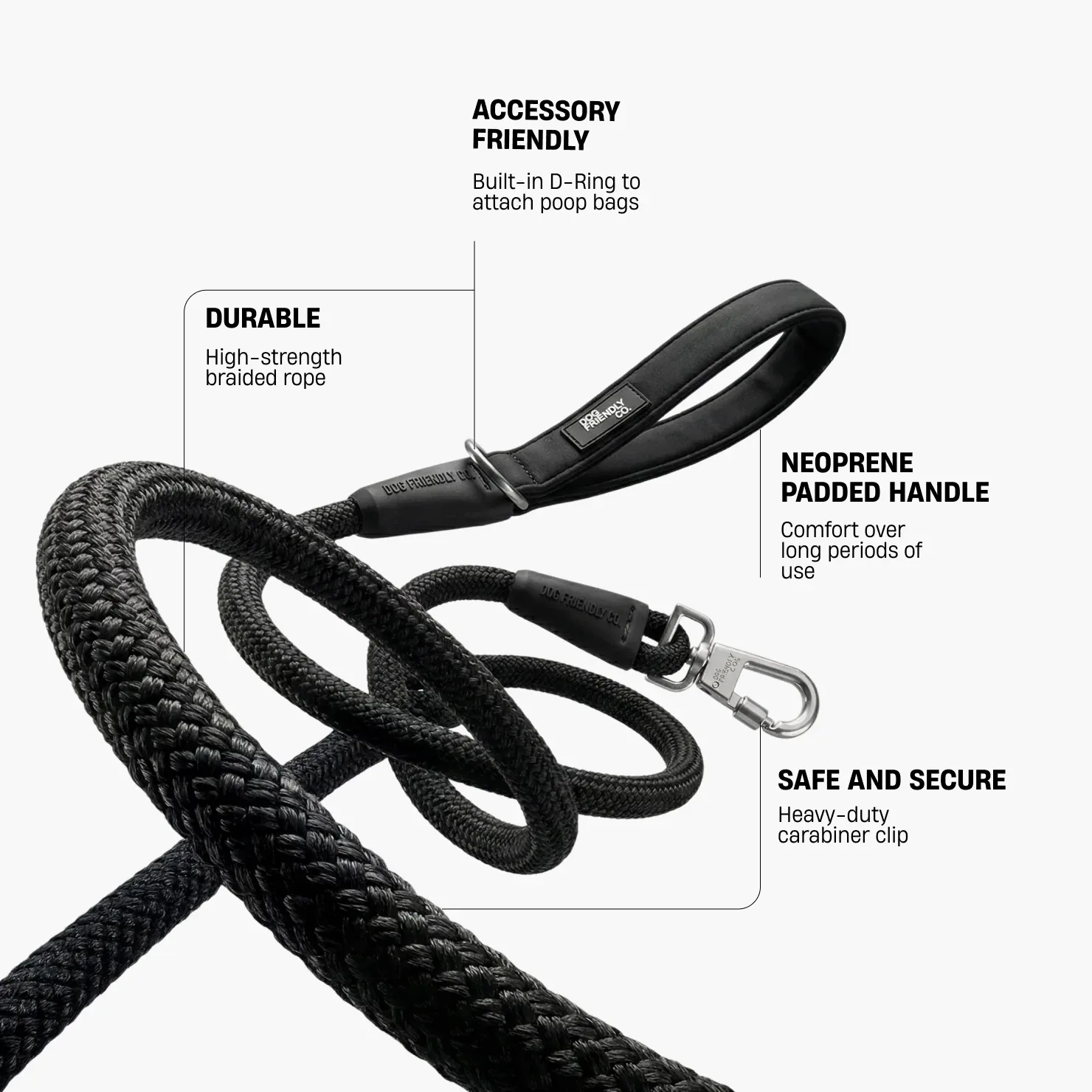 Rope Dog Leash - Black - Image 2
