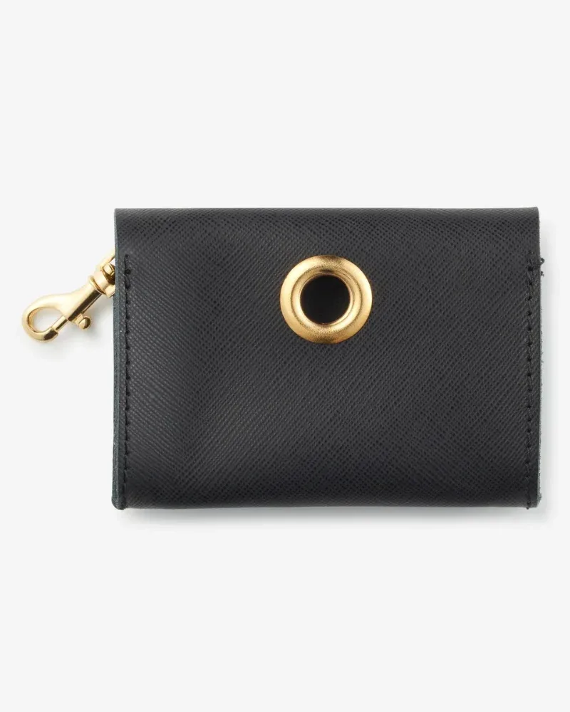Classic Poop Bag Holder in Black Leather (Made in Italy) - Image 2