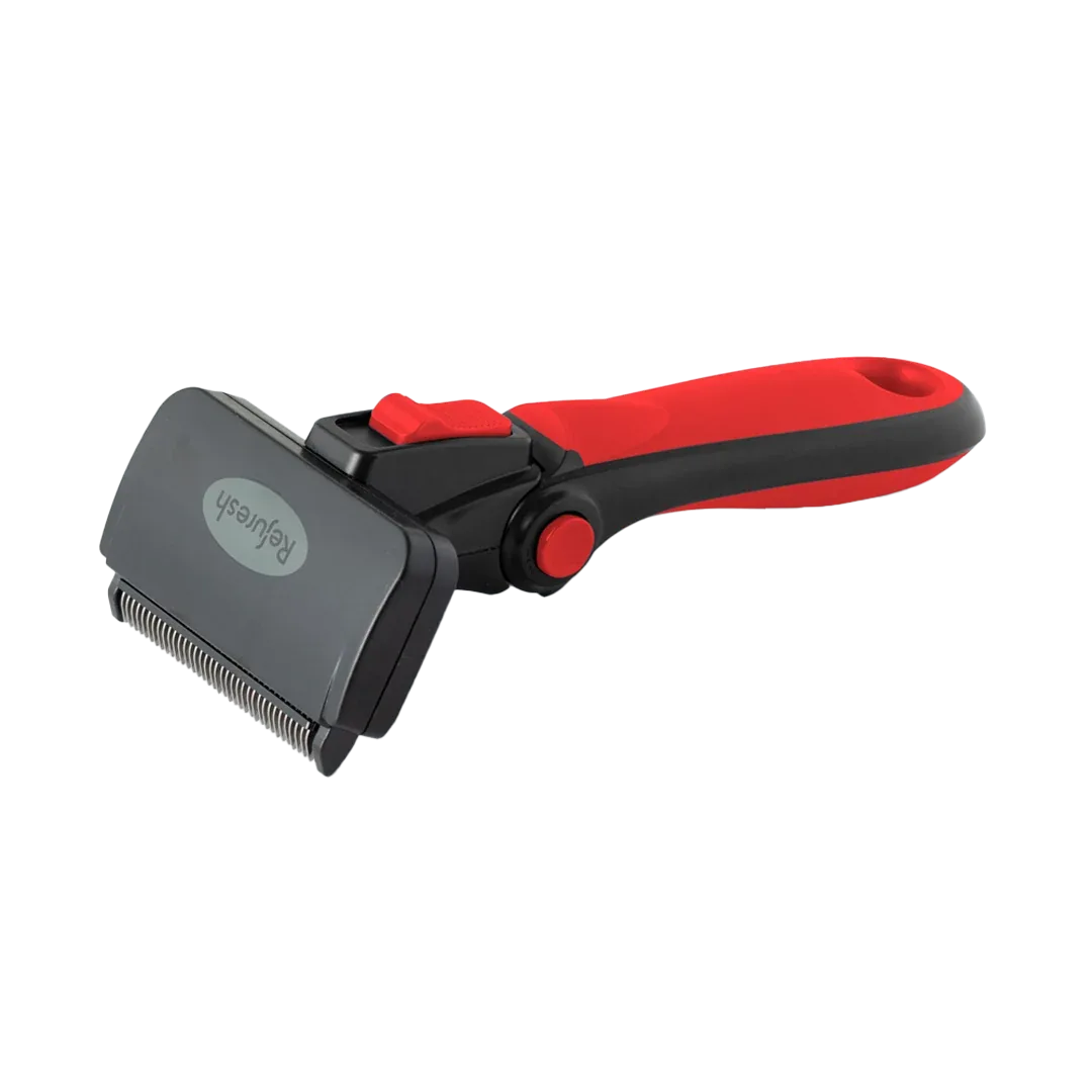Medium Deshedding Tool Red For Short Coat Dogs and Cats by Refuresh