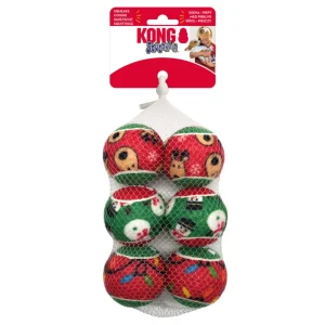 KONG Holiday SqueakAirs Dog Toy Balls Medium, 6 ct