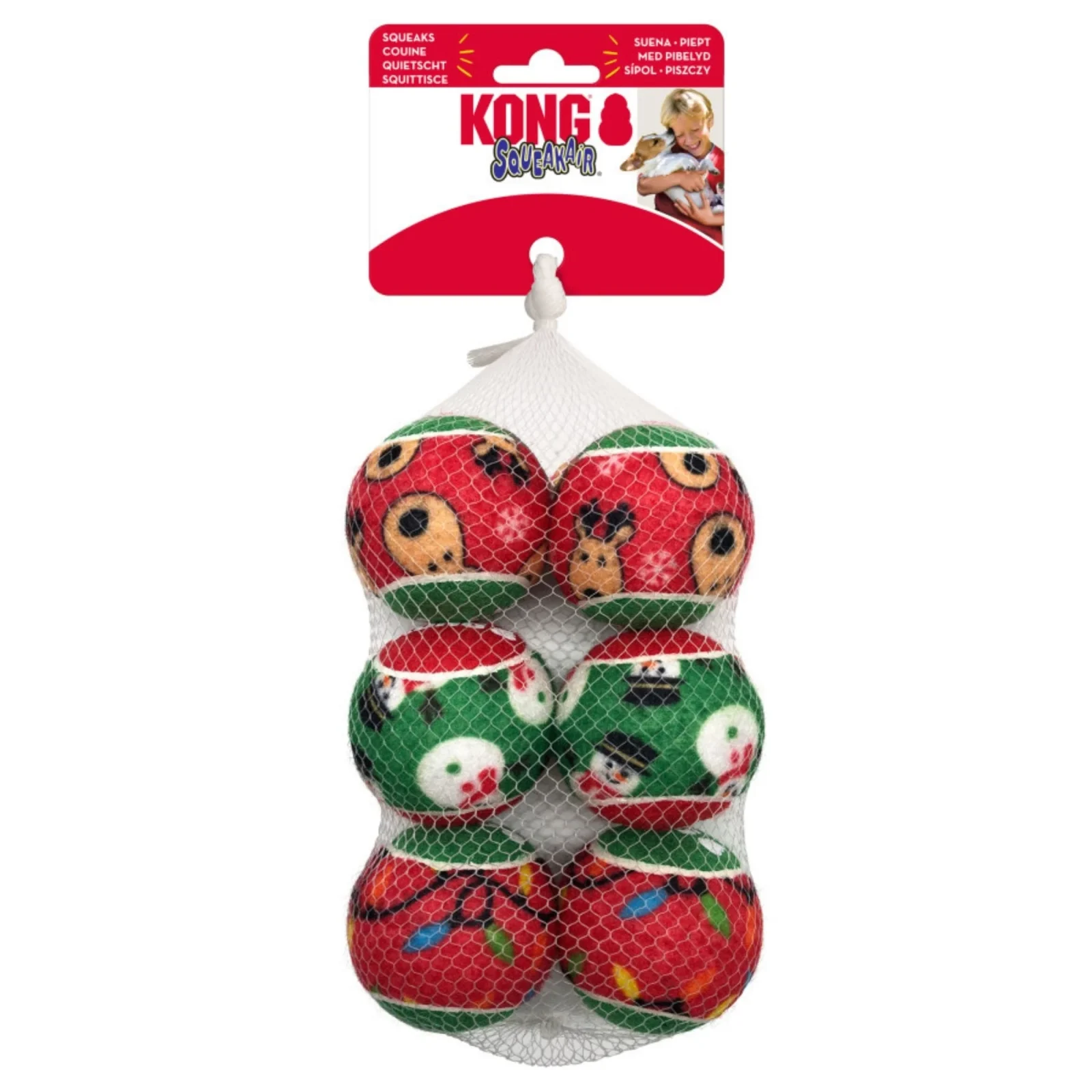 KONG Holiday SqueakAirs Dog Toy Balls Medium, 6 ct