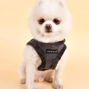 Suede + Shearling Step-In Dog Harness in Grey (FINAL SALE)