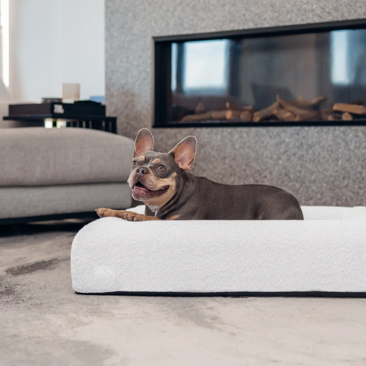 Premium Orthopedic Memory Foam Dog Bed - Grey Bouclé - Image 2