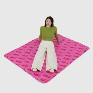 Pink Lobster Puffy Picnic Blanket (FINAL SALE)