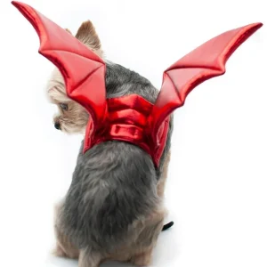 Adjustable Tie-On Dragon Howl-O-Ween Dog Wings in Red