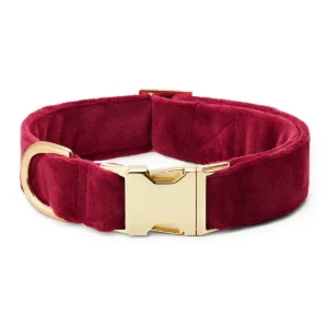 Burgundy Velvet Dog Collar (FINAL SALE)