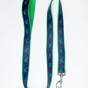 Navy + Green Whale Dog Leash (Made in the USA)
