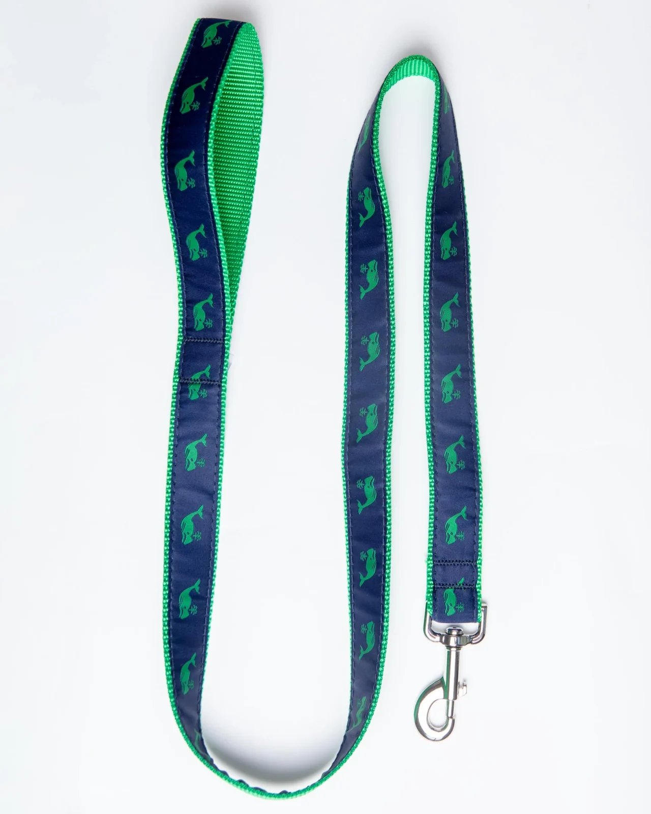 Navy + Green Whale Dog Leash (Made in the USA)