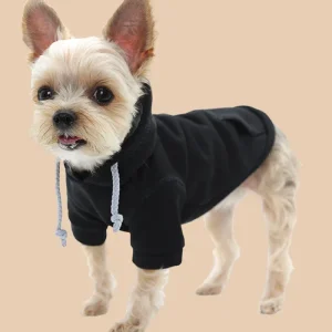 Drawstring Dog Hoodie in Black((FINAL SALE))