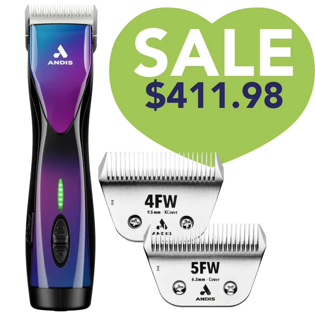Pulse ZR II Purple Clipper with 4FW and 5FW Blades by Andis