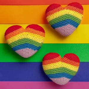 Rainbow Heart Knit Dog Toy
