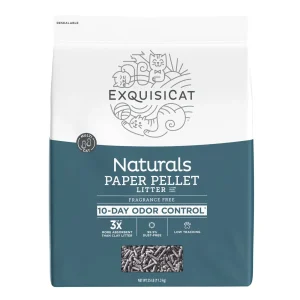ExquisiCat Litter Multi-Cat Paper Pellet Cat Litter - Unscented, Low Dust, Low Tracking, Natural