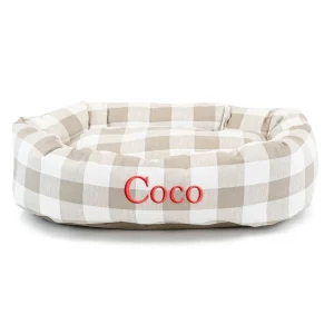 Majestic Pet Personalized Checkered Bagel Cat & Dog Bed