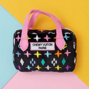 Chewy Vuiton Bag Squeaky Dog Toy in Black Monogram