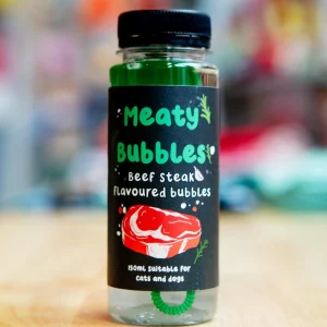 Beef Steak Flavored Bubbles for Dogs & Cats (Vegan, Gluten Free and Halal Safe!)