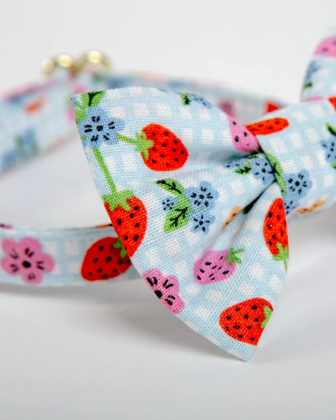 Strawberry & Blueberry Cat Collar w/ Bow-Tie (Made in the USA) - Image 2