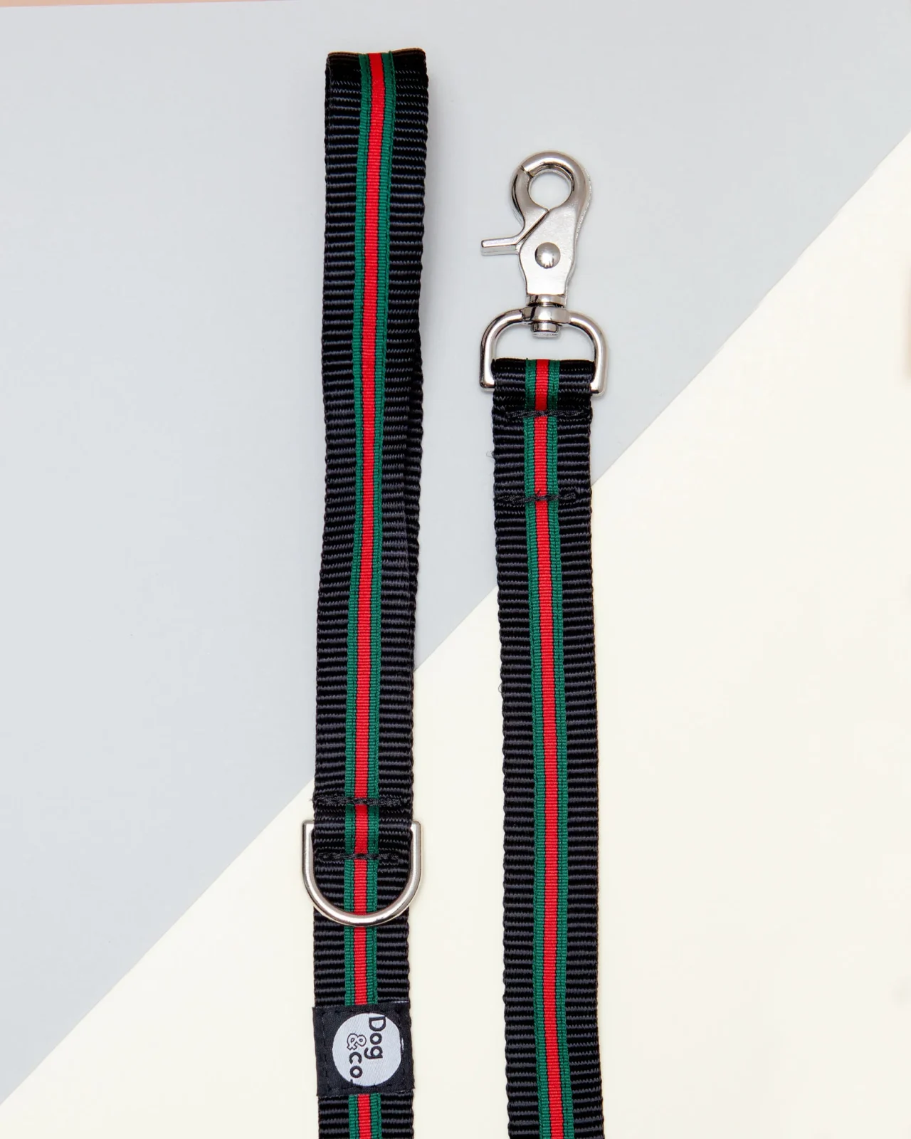 Luxe Green & Red Stripe Dog Leash (Made in NYC)