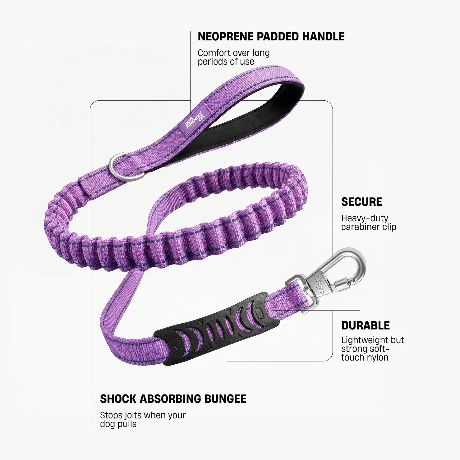 Bungee Dog Leash - Purple - Image 2