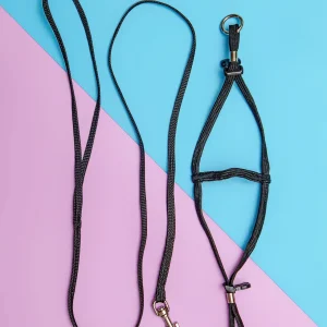 Tiny Dog Step-In Harness + Lead in Black