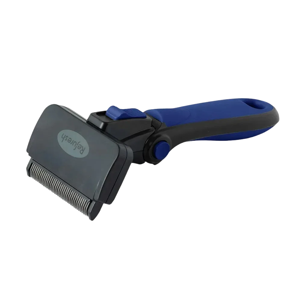 Medium Deshedding Tool Blue For Long Coat Dogs by Refuresh