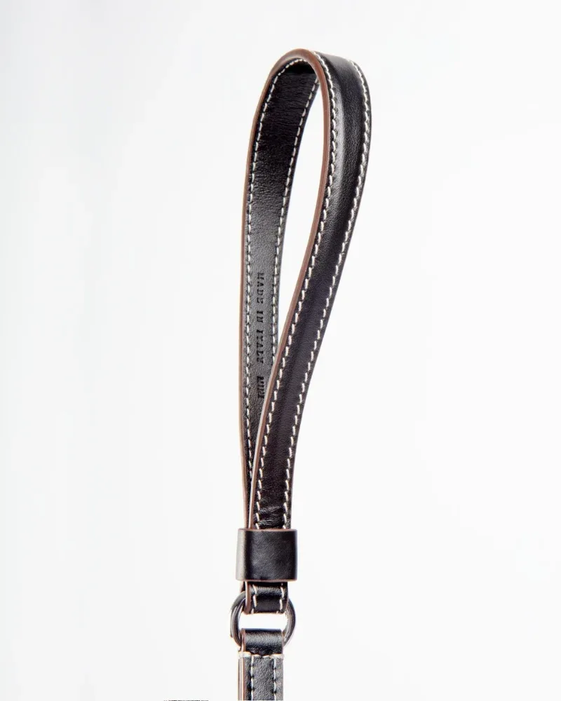 Leather Dog Leash in Black (Made in Italy) - Image 2