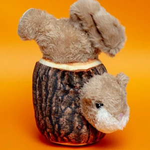 Squirrel in Log Moving Plush Dog Toy