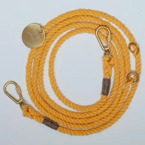 Adjustable Rope Dog Lead in Butter Yellow (Made in the USA)